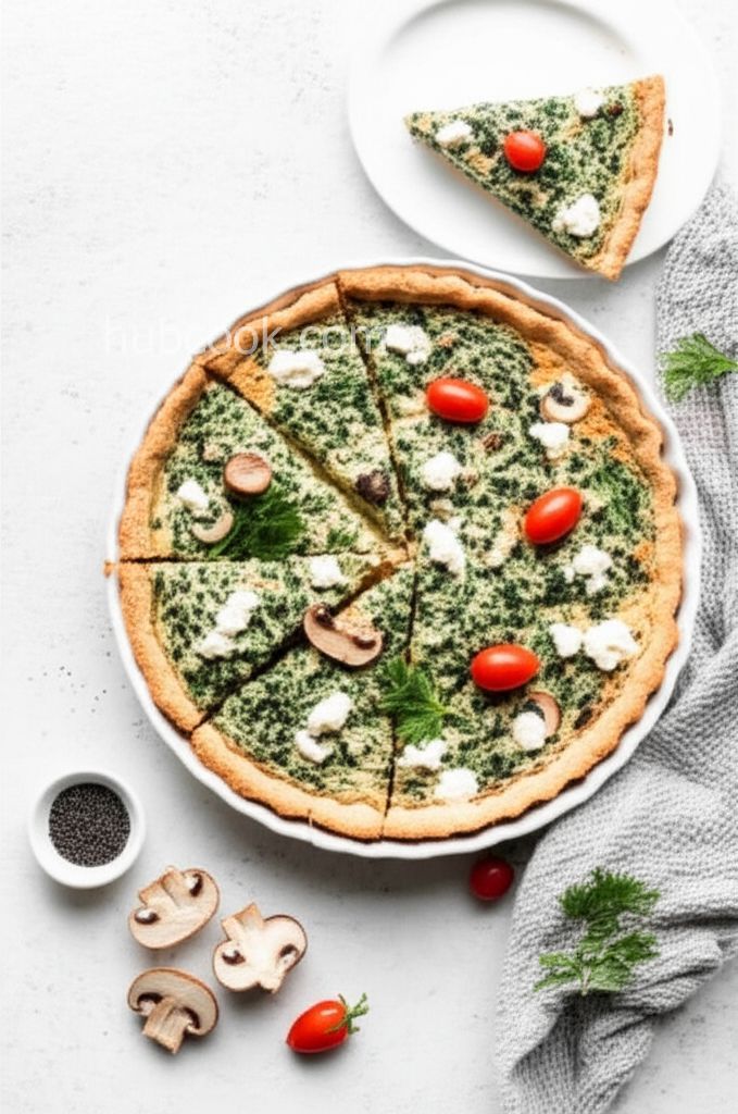 Mushroom and Spinach Tart with Cracker Crust