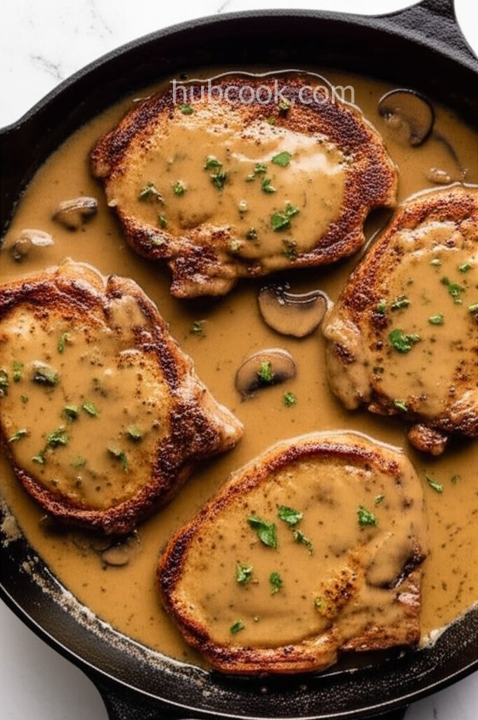 One-Pan Pork Chops with Creamy Mushroom Sauce